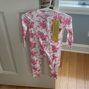 NWT Angel Dear Bamboo Pink Rose Floral Convertible Foot Pajama